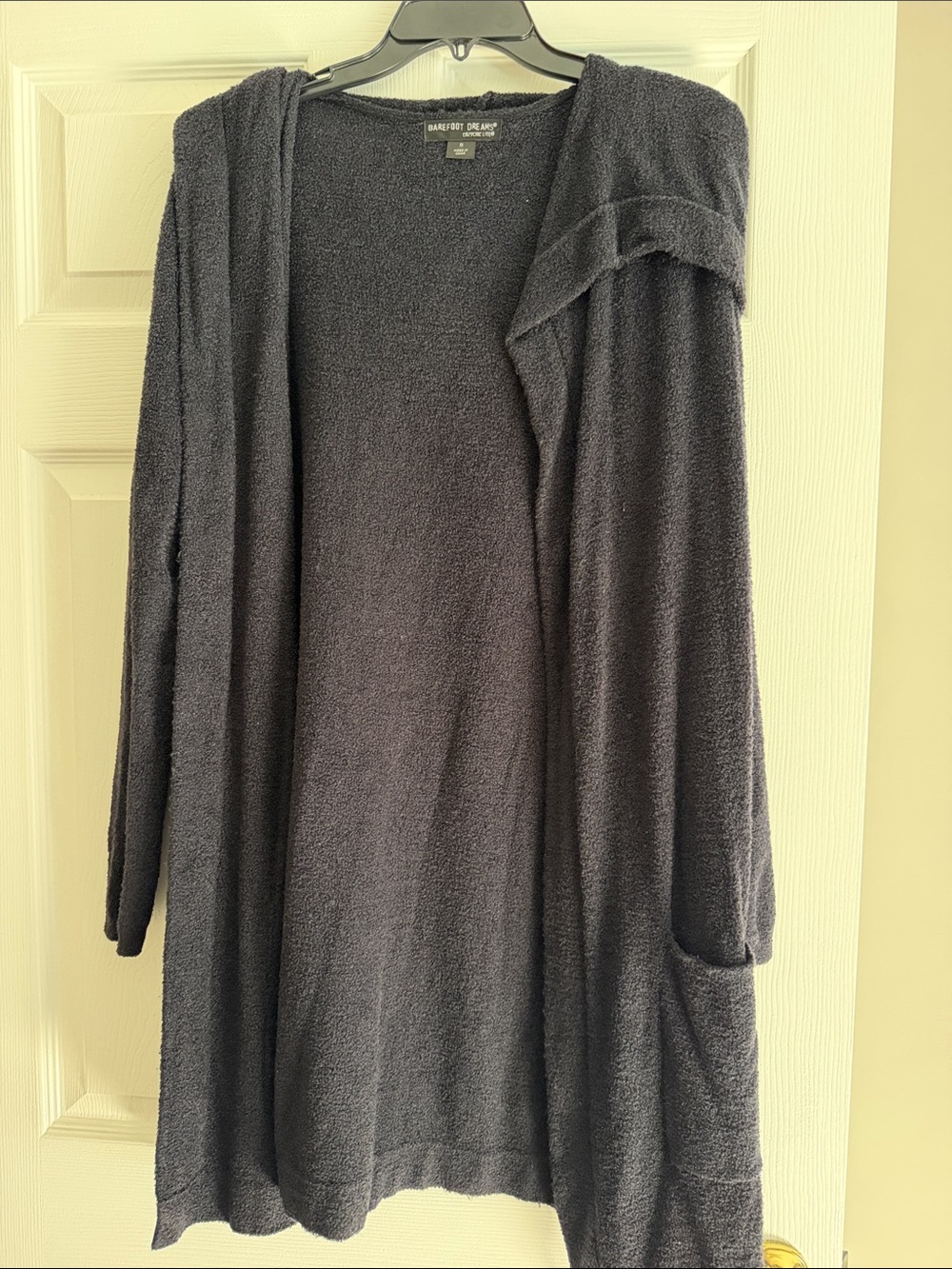 Barefoot Dreams Hooded Open-Front Cardigan - Black, Medium